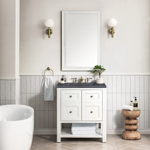 Load image into Gallery viewer, Breckenridge 30&quot; Single Vanity, Bright White w/ 3CM Charcoal Soapstone Top James Martin Vanities