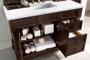 Bathroom Vanities Outlet Atlanta Renovate for LessBrookfield 48" Single Vanity, Burnished Mahogany w/ 3 CM Arctic Fall Solid Surface Top