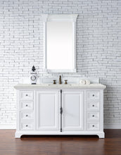 Load image into Gallery viewer, Providence 60&quot; Single Vanity Cabinet, Bright White, w/ 3 CM Eternal Jasmine Pearl Quartz Top James Martin