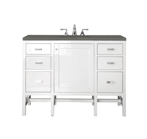 Addison 48" Single Vanity Cabinet, Glossy White, w/ 3 CM Grey Expo Quartz Top James Martin Vanities
