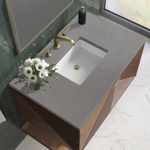 Bathroom Vanities Outlet Atlanta Renovate for LessMarcello 36" Single Vanity, Chestnut w/ 3CM Grey Expo Top