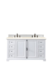 Load image into Gallery viewer, Providence 60&quot; Double Vanity Cabinet, Bright White, w/ 3 CM Eternal Marfil Quartz Top James Martin