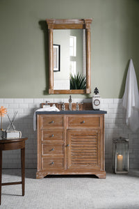 Savannah 36" Single Vanity Cabinet, Driftwood, w/ 3 CM Charcoal Soapstone Quartz Top James Martin Vanities