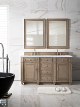 Load image into Gallery viewer, Bristol 60&quot; Double Vanity, Whitewashed Walnut, w/ 3 CM Carrara Marble Top James Martin Vanities