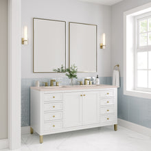 Load image into Gallery viewer, Chicago 60&quot; Double Vanity, Glossy White w/ 3CM Eternal Marfil Top James Martin Vanities