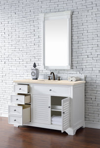 Bathroom Vanities Outlet Atlanta Renovate for LessSavannah 48" Single Vanity Cabinet, Bright White, w/ 3 CM Eternal Marfil Quartz Top
