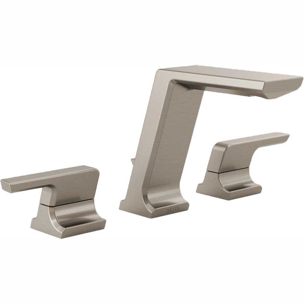 Pivotal Two Handle Widespread Bathroom Faucet, Stainless Delta
