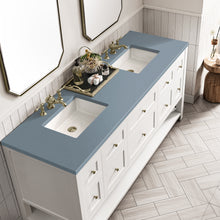 Load image into Gallery viewer, Bathroom Vanities Outlet Atlanta Renovate for LessBreckenridge 72&quot; Double Vanity, Bright White w/ 3CM Cala Blue Top