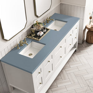 Bathroom Vanities Outlet Atlanta Renovate for LessBreckenridge 72" Double Vanity, Bright White w/ 3CM Cala Blue Top