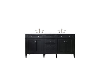 Brittany 72" Black Onyx Double Vanity w/ 3 CM Arctic Fall Solid Surface Top James Martin Vanities