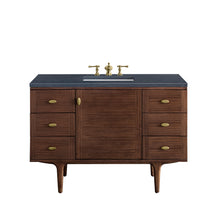 Load image into Gallery viewer, Amberly 48&quot; Single Vanity, Mid-Century Walnut w/ 3CM Charcoal Soapstone Top James Martin Vanities