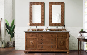 Mykonos 72" Double Vanity Cabinet, Cinnamon, w/ 3 CM Grey Expo Quartz Top James Martin Vanities