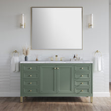 Load image into Gallery viewer, Bathroom Vanities Outlet Atlanta Renovate for LessChicago 60&quot; Single Vanity, Smokey Celadon w/ 3CM Carrara Marble Top