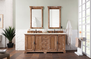 Providence 72" Double Vanity Cabinet, Driftwood, w/ 3 CM Eternal Marfil Quartz Top James Martin Vanities