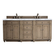 Load image into Gallery viewer, Bristol 72&quot; Double Vanity, Whitewashed Walnut, w/ 3 CM Carrara Marble Top James Martin Vanities