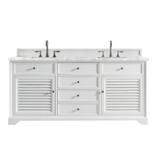 Load image into Gallery viewer, Savannah 72&quot; Bright White Double Vanity w/ 3 CM Carrara Marble Top James Martin