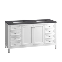 Load image into Gallery viewer, Bathroom Vanities Outlet Atlanta Renovate for LessChicago 60&quot; Double Vanity, Glossy White w/ 3CM Charcoal Soapstone Top