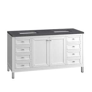 Bathroom Vanities Outlet Atlanta Renovate for LessChicago 60" Double Vanity, Glossy White w/ 3CM Charcoal Soapstone Top