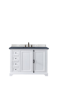 Providence 48" Single Vanity Cabinet, Bright White, w/ 3 CM Charcoal Soapstone Quartz Top James Martin Vanities