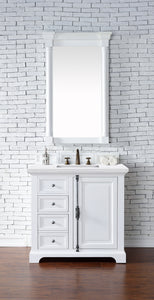 Providence 36" Bright White Single Vanity w/ 3 CM Arctic Fall Solid Surface Top James Martin