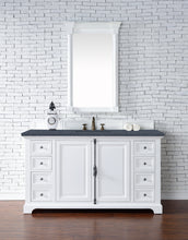 Load image into Gallery viewer, Providence 60&quot; Single Vanity Cabinet, Bright White, w/ 3 CM Charcoal Soapstone Quartz Top James Martin