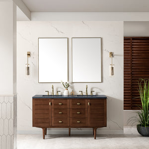 Bathroom Vanities Outlet Atlanta Renovate for LessAmberly 60" Double Vanity, Mid-Century Walnut w/ 3CM Charcoal Soapstone Top