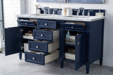 Load image into Gallery viewer, Bathroom Vanities Outlet Atlanta Renovate for LessBrittany 60&quot; Victory Blue Double Vanity w/ 3 CM Carrara Marble Top
