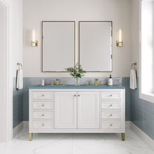 Load image into Gallery viewer, Chicago 60&quot; Double Vanity, Glossy White w/ 3CM Cala Blue Top James Martin Vanities