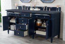 Load image into Gallery viewer, Bathroom Vanities Outlet Atlanta Renovate for LessBrittany 72&quot; Victory Blue Double Vanity w/ 3 CM Charcoal Soapstone Quartz Top