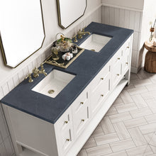 Load image into Gallery viewer, Bathroom Vanities Outlet Atlanta Renovate for LessBreckenridge 72&quot; Double Vanity, Bright White w/ 3CM Charcoal Soapstone Top