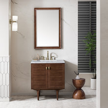 Load image into Gallery viewer, Amberly 30&quot; Single Vanity, Mid-Century Walnut w/ 3CM Arctic Fall Top James Martin Vanities