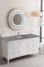 Load image into Gallery viewer, Palisades 60&quot; Single Vanity, Bright White, w/ 3 CM Grey Expo Quartz Top James Martin Vanities