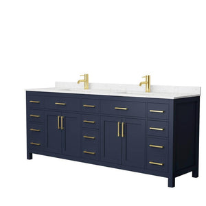 Beckett 84 in.  Free Standing Double Vanity in Navy Wyndham Collection
