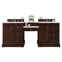 Load image into Gallery viewer, De Soto 82&quot; Double Vanity Set, Burnished Mahogany w/ Makeup Table, 3 CM Arctic Fall Solid Surface Top James Martin Vanities