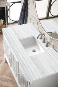 Athens 48" Single Vanity Cabinet, Glossy White, w/ 3 CM Arctic Fall Solid Surface Countertop James Martin Vanities