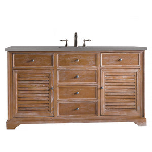 Savannah 60" Single Vanity Cabinet, Driftwood, w/ 3 CM Grey Expo Quartz Top James Martin Vanities