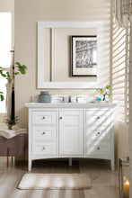 Load image into Gallery viewer, Palisades 48&quot; Single Vanity, Bright  White w/ 3 CM Carrara Marble Top James Martin Vanities