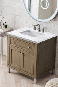 Chicago 30" Single Vanity, Whitewashed Walnut w/ 3 CM Arctic Fall Solid Surface Top James Martin Vanities