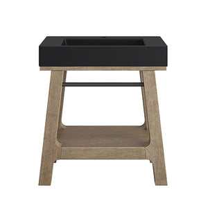 Auburn 31.5" Sink Console, Weathered Timber w/ Black Matte Mineral Composite Top James Martin Vanities