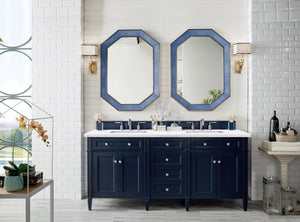 Brittany 72" Victory Blue Double Vanity w/ 3 CM Arctic Fall Solid Surface Top James Martin Vanities