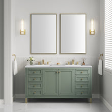 Load image into Gallery viewer, Bathroom Vanities Outlet Atlanta Renovate for LessChicago 60&quot; Double Vanity, Smokey Celadon w/ 3CM White Zeus Top