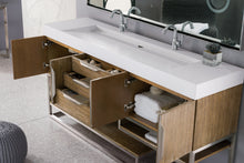Load image into Gallery viewer, Columbia 72&quot; Double Vanity, Latte Oak w/ Glossy White Composite Top James Martin Vanities