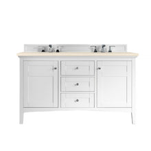 Load image into Gallery viewer, Palisades 60&quot; Double Vanity, Bright White, w/ 3 CM Eternal Marfil Quartz Top James Martin Vanities