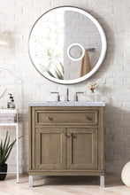 Load image into Gallery viewer, Chicago 30&quot; Single Vanity, Whitewashed Walnut w/ 3 CM Carrara Marble Top James Martin Vanities