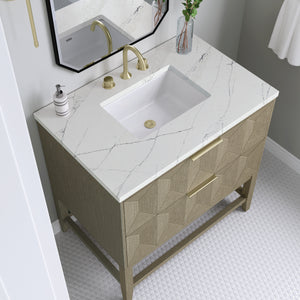 Bathroom Vanities Outlet Atlanta Renovate for LessEmmeline 36" Single Vanity, Pebble Oak w/ 3CM Etehreal Noctis Top