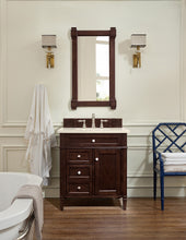 Load image into Gallery viewer, Brittany 30&quot; Single Vanity, Burnished Mahogany, w/ 3 CM Eternal Marfil Quartz Top James Martin Vanities