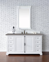 Load image into Gallery viewer, Providence 60&quot; Single Vanity Cabinet, Bright White, w/ 3 CM Grey Expo Quartz Top James Martin