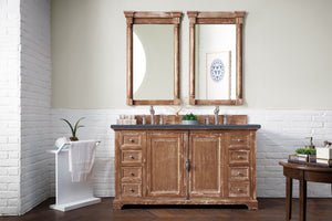 Providence 60" Double Vanity Cabinet, Driftwood, w/ 3 CM Charcoal Soapstone Quartz Top James Martin Vanities