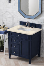 Load image into Gallery viewer, Brittany 30&quot; Single Vanity, Victory Blue w/ 3 CM Eternal Marfil Quartz Top James Martin Vanities