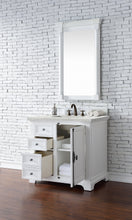 Load image into Gallery viewer, Providence 36&quot; Single Vanity Cabinet, Bright White, w/ 3 CM Eternal Jasmine Pearl Quartz Top James Martin